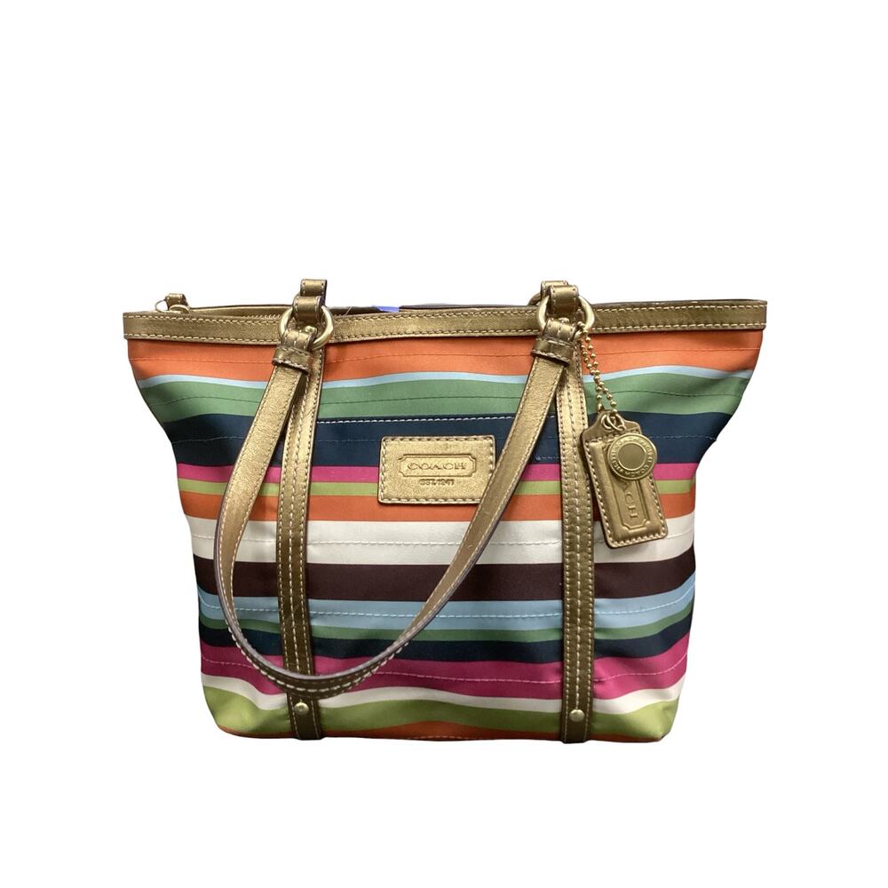 Vintage Coach Bag Women’s One Size Stripes #12421 Fabric And Leather Multicolor